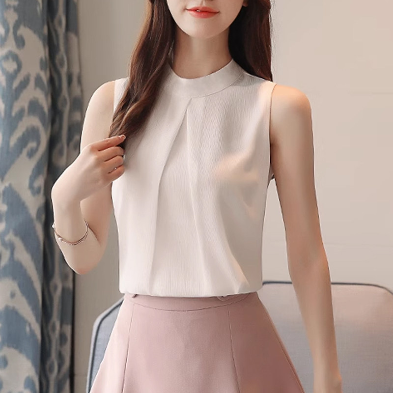 吊带背心女2024新款夏季薄款西装内搭立领无袖雪纺衫外穿百搭上衣