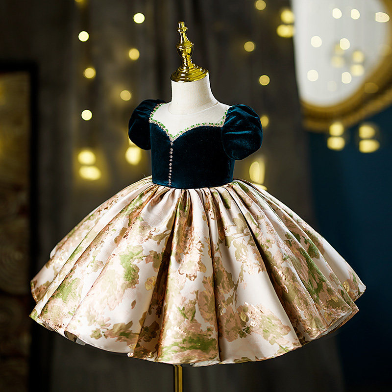 周岁宴礼服女宝宝洋气高端儿童走秀女童生日公主裙钢琴演出服春秋