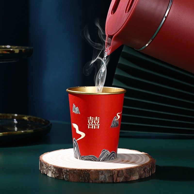 结婚一次性纸杯家用加厚金箔敬茶杯婚庆水杯婚礼喜字杯子用品大全,节庆用品/礼品,创意礼盒/礼品套组,淘宝优惠券,粉丝福利购,淘宝优惠卷