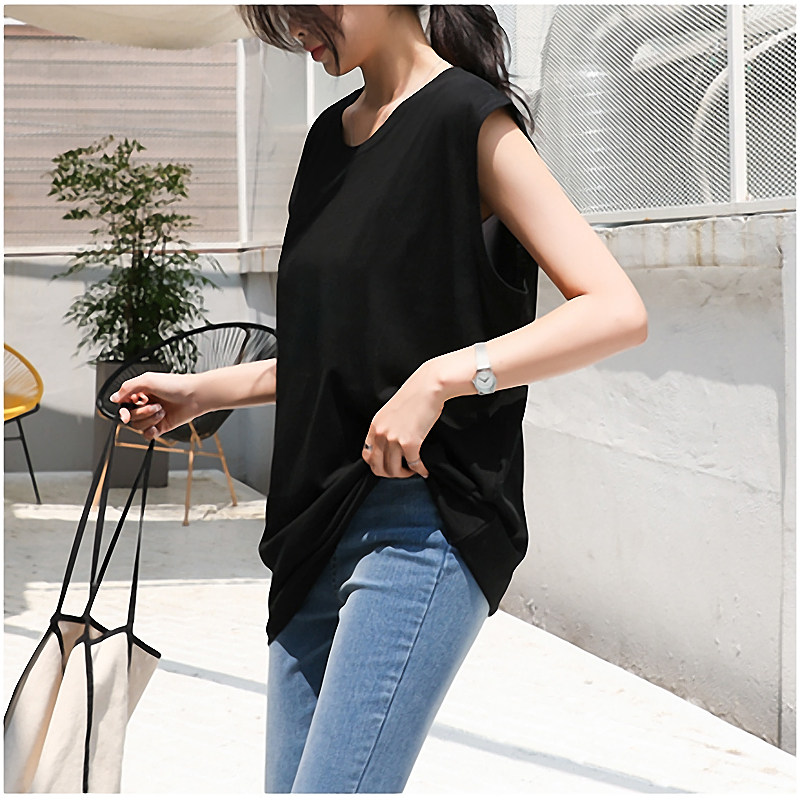 女士宽肩黑色吊带大码背心式宽松遮肚百搭外穿打底内搭无袖上衣夏