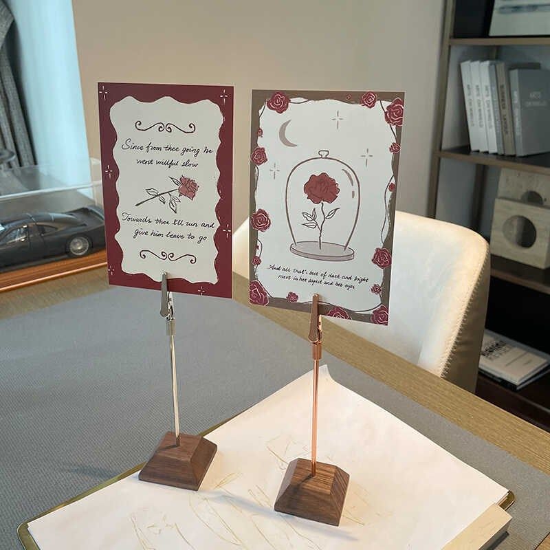 玫瑰金明信片夹实木桌面便签夹子立式标签夹名片卡片夹底座照片架,文具电教/文化用品/商务用品,便条夹/照片夹,淘宝优惠券,粉丝福利购,淘宝优惠卷
