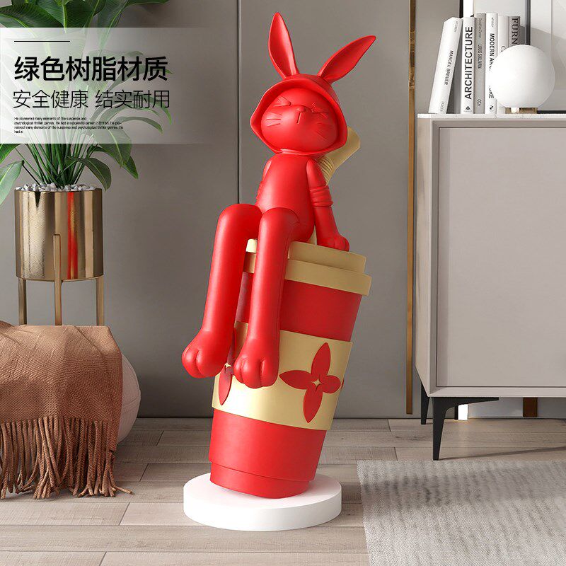 潮玩大熊落地摆件家居装饰品奶茶店开业客厅电视柜旁新年乔迁礼物,家居饰品,落地摆件,淘宝优惠券,粉丝福利购,淘宝优惠卷