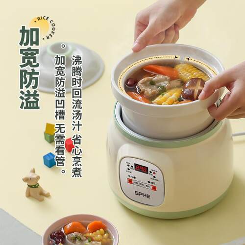 蓝小爸电动电炖锅 立体加热插电式砂锅煲汤神器家用煮粥锅