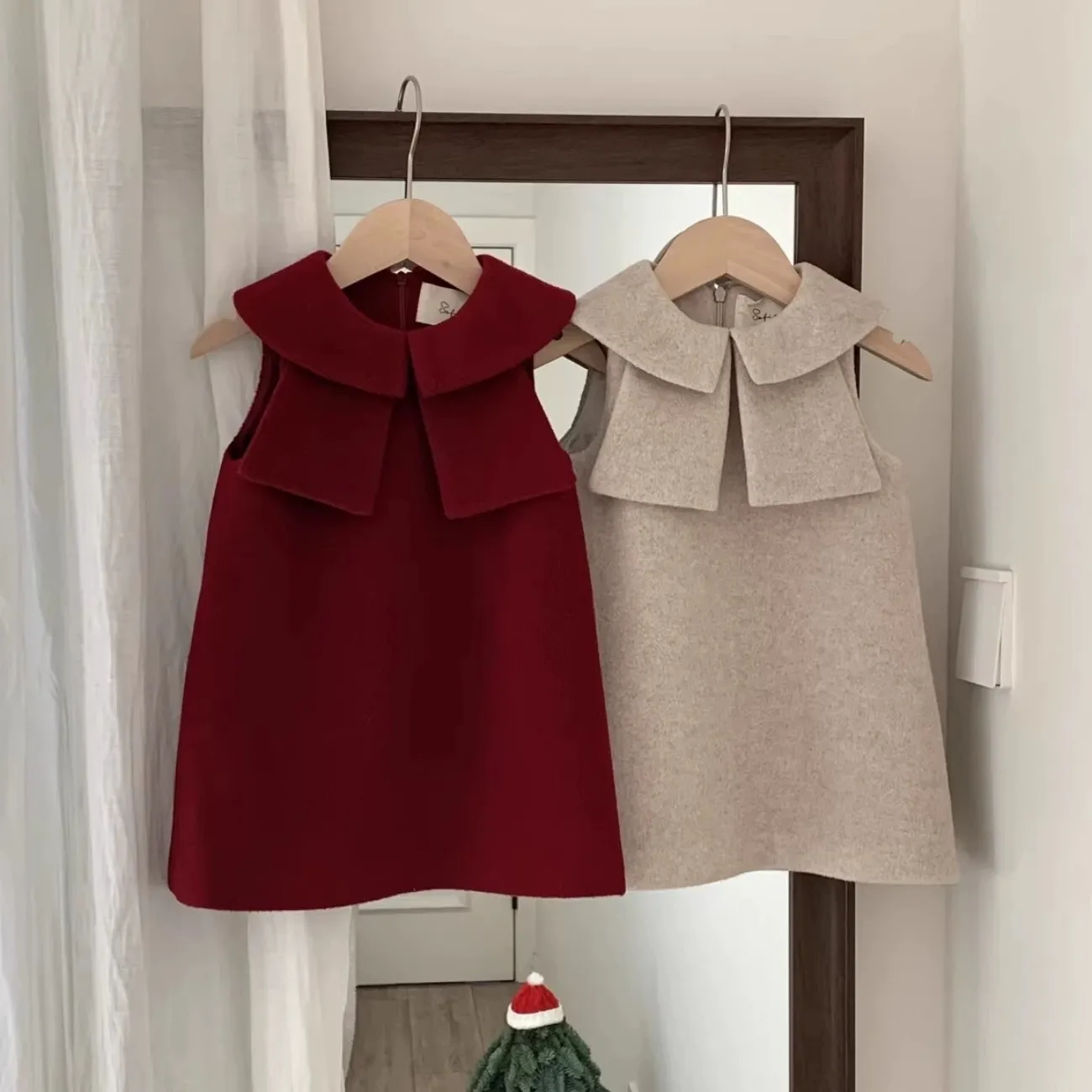 圣诞新年服女童连衣裙冬季女宝宝红色蝴蝶结毛呢小香风生日背心裙,童装/婴儿装/亲子装,连衣裙,淘宝优惠券,粉丝福利购,淘宝优惠卷