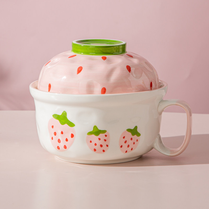 陶瓷带盖瓷碗上班族宿舍用学生饭盒饭碗微波炉加热大容量2023新款