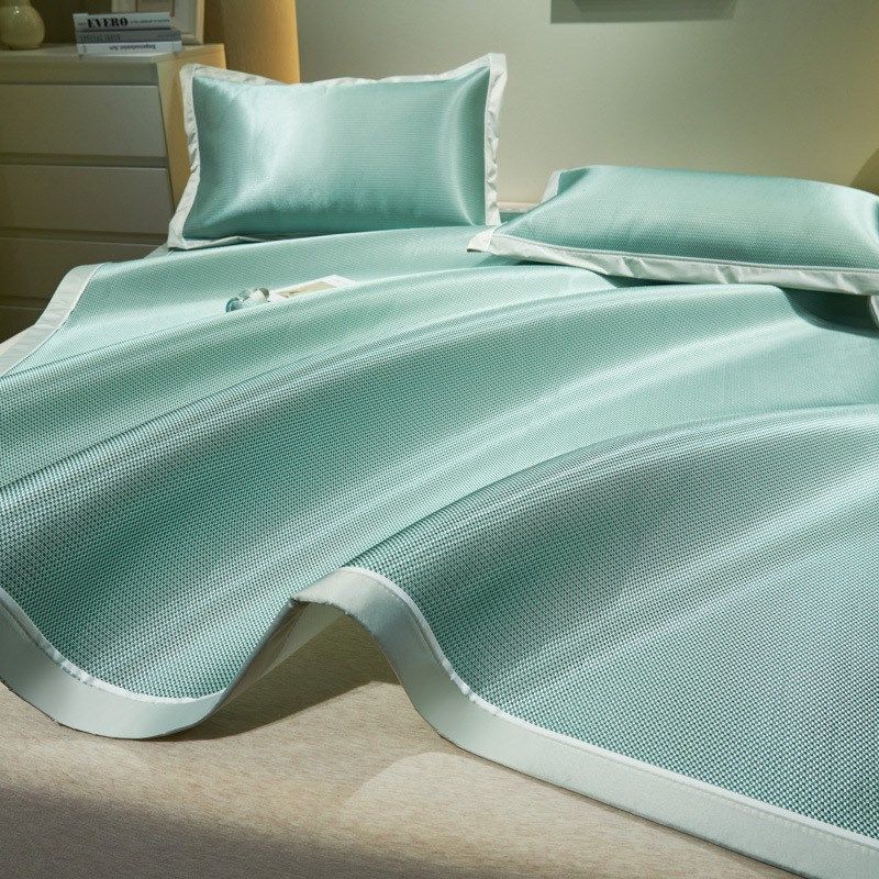 A类碳光纯色凉席三件套凉感可机洗夏季折叠空调席冰丝软席子,床上用品,冰丝席,淘宝优惠券,粉丝福利购,淘宝优惠卷