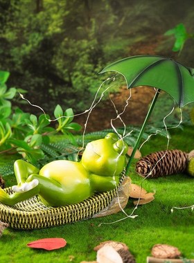 新款雨伞青蛙动物仿藤编织客厅茶几玄关书房仿真摆件装饰工艺品