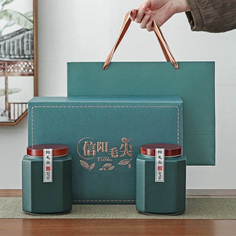 高端绿茶信阳毛尖礼盒空盒半斤装陶瓷高档茶叶罐包装盒空礼盒定制,包装,茶叶包装,淘宝优惠券,粉丝福利购,淘宝优惠卷