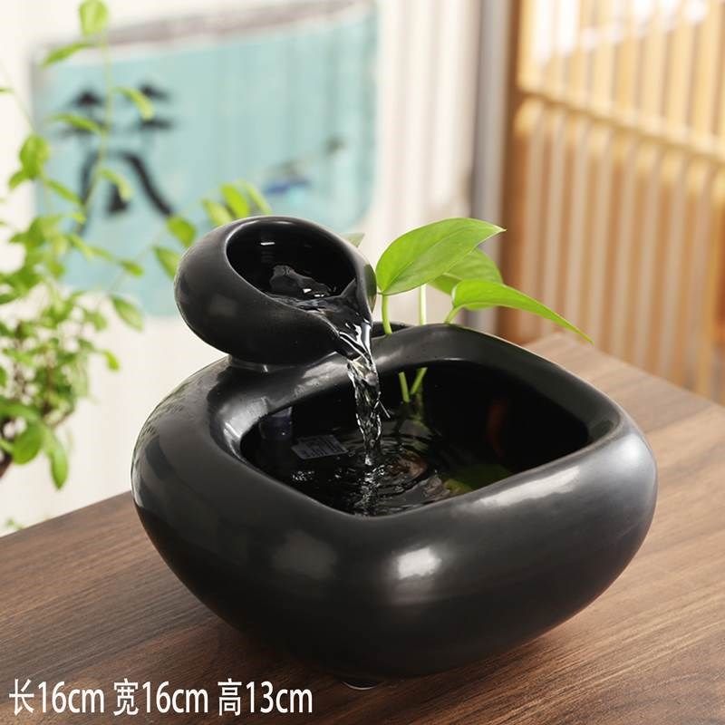 陶瓷流水小摆件家装饰品玄关办公室客厅桌面喷泉工艺品创意水景