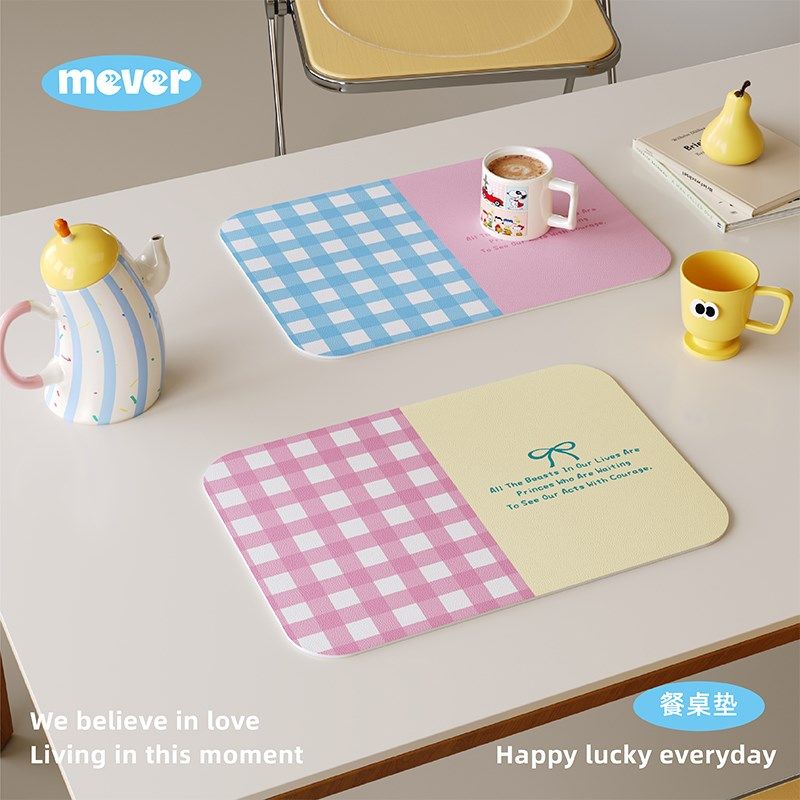 高级感韩式蝴蝶结皮革餐垫防水防油免洗咖啡台垫隔热桌面保护杯垫