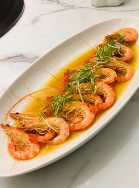 湘菜馆长方双尖鱼盘海鲜盘陶瓷白色蒸鱼盘炒菜龙虾盘热菜特色餐具