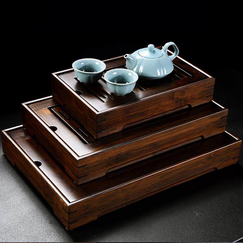 九竹新款胡桃色竹制茶盘家用储水茶海茶台简约大小号功夫茶具