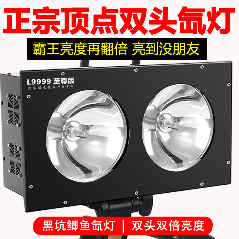 超亮北京顶点大功率双头氙气灯黑坑暖黄强光钓鱼灯氙气灯聚鱼垂钓
