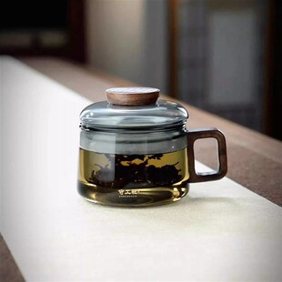 家用玻璃杯耐高温带盖子过滤茶水分离办公室水杯迷你小泡茶杯男士
