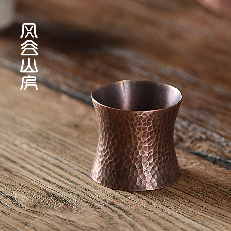 手工锤目纹茶滤架托紫铜茶漏架盖置盖托茶托过滤网底架功夫茶配件