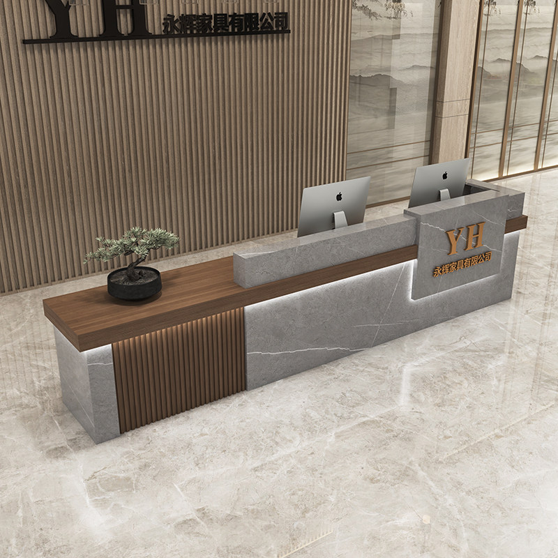 现代中式原木色收银台前台吧台桌公司酒店物业售楼部接待台柜定制,商业/办公家具,收银台,淘宝优惠券,粉丝福利购,淘宝优惠卷