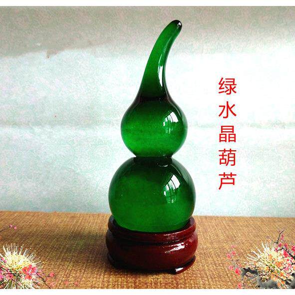 绿水晶葫芦摆件家居客厅卧室装饰吉店铺壁柜水晶葫芦工艺摆饰