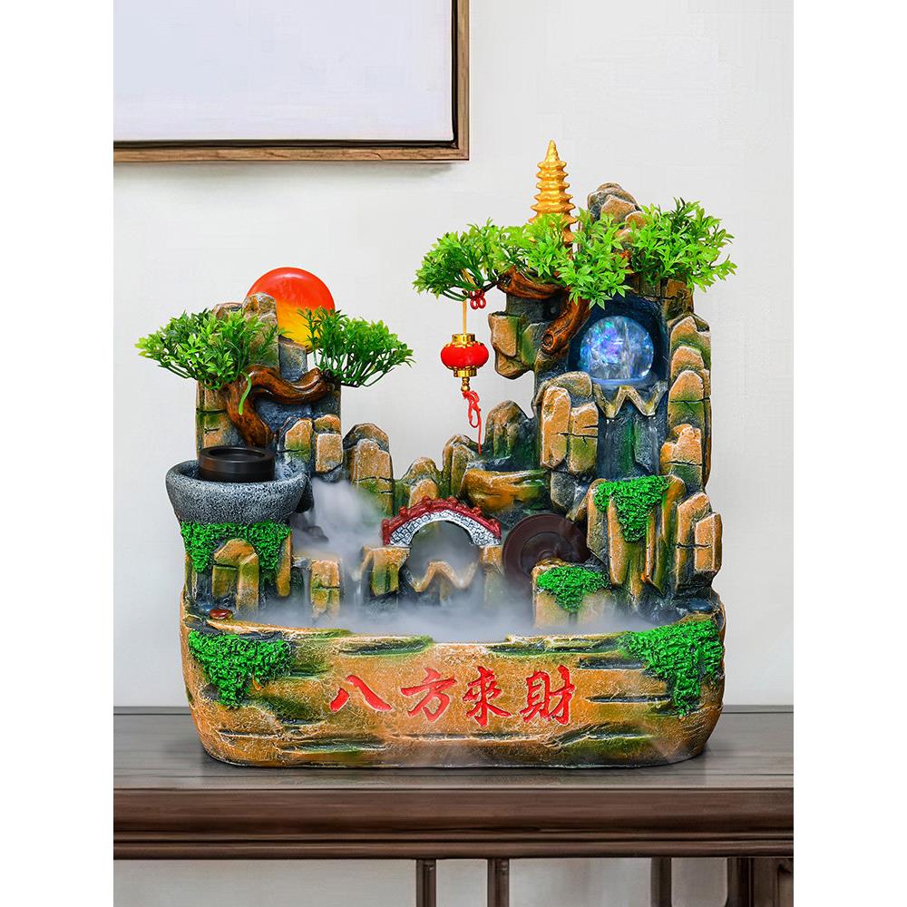 假山流水风水轮开业礼物招财水景生财客厅装饰循环水吧台高山摆件