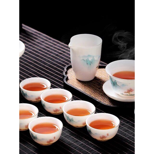 茶具套装羊脂玉茶杯功夫盖碗茶壶茶家高端中式办公室白色陶瓷防烫