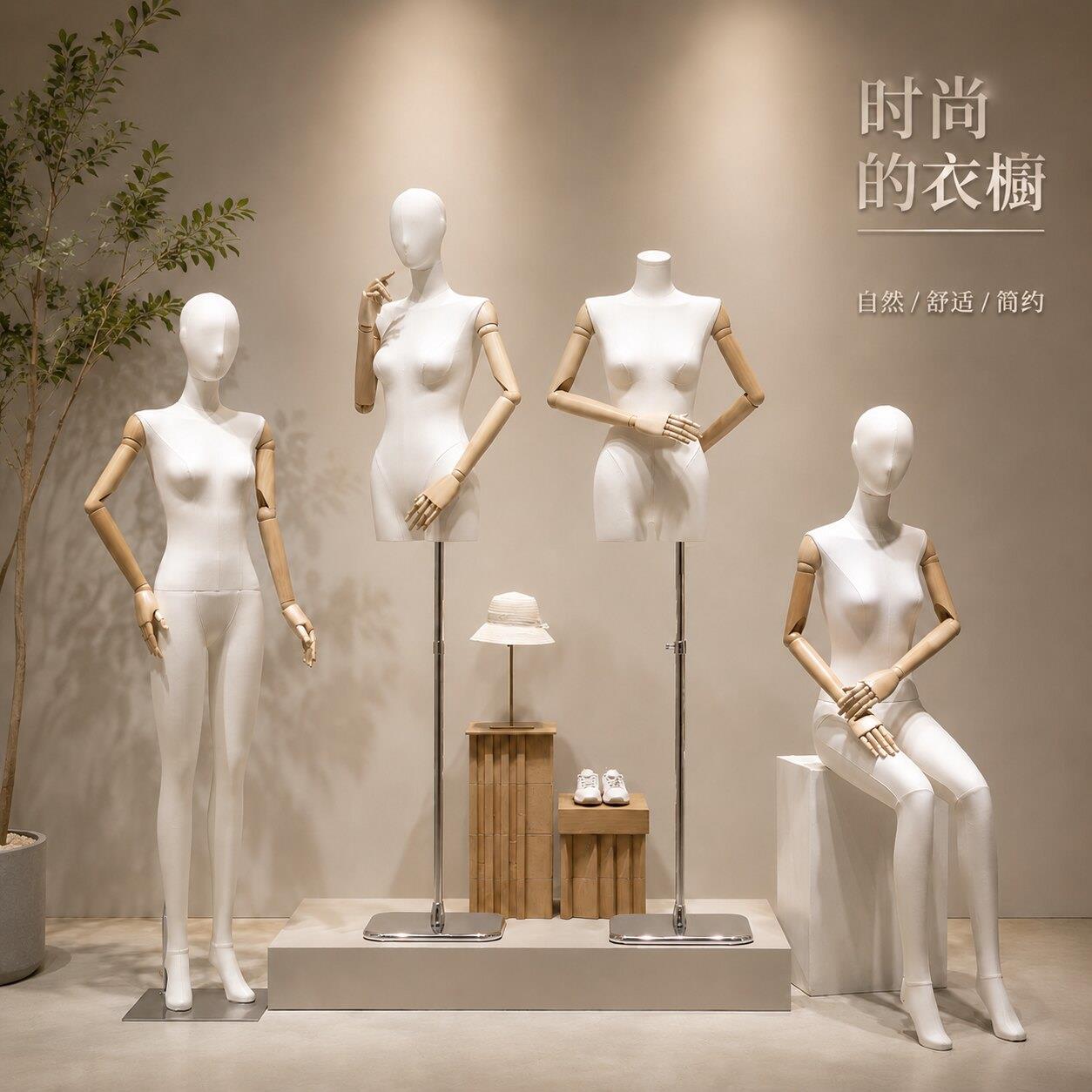 挂件手模特展示架女装服装店橱窗专用直角平肩全身坐模假人偶道具