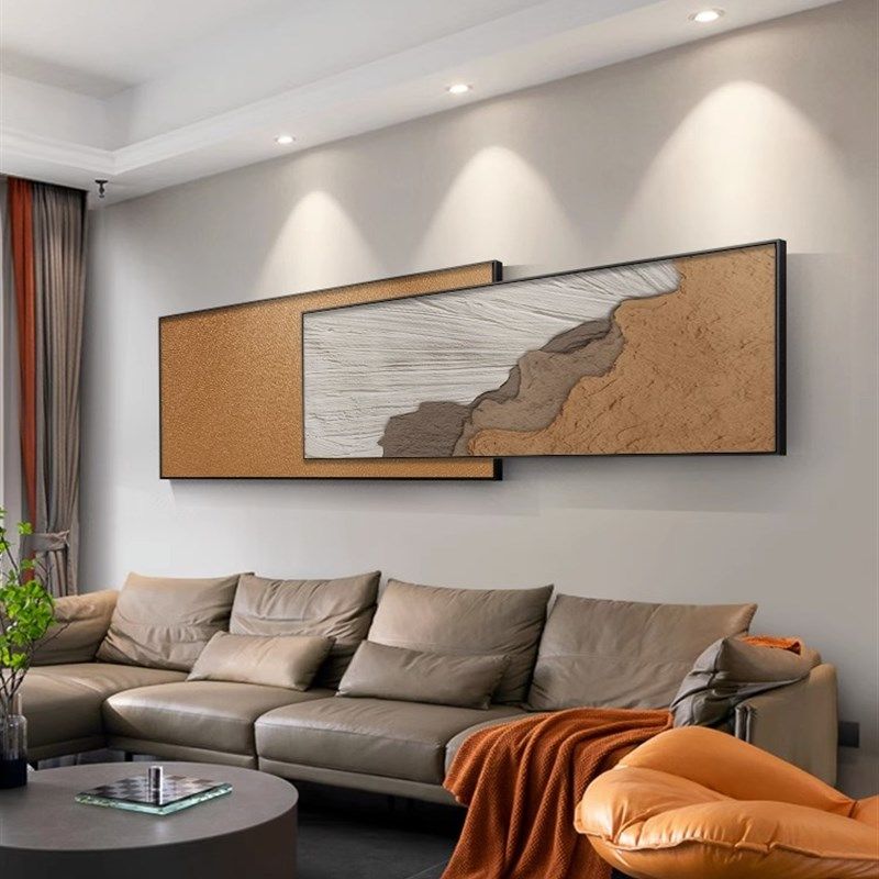 侘寂风客厅装饰画抽象艺术壁画九鱼图高档沙发背景墙大气装饰挂画,家居饰品,现代装饰画,淘宝优惠券,粉丝福利购,淘宝优惠卷