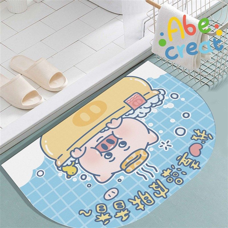 穷猪猪硅藻泥吸水地垫 必易防滑加厚防潮速干半圆卫生间,家庭/个人清洁工具,地垫,淘宝优惠券,粉丝福利购,淘宝优惠卷