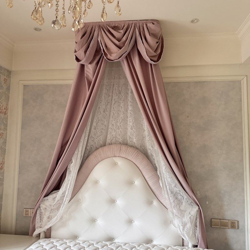 法式浪漫床幔床帘床头装饰帘少女法式欧式丝绒布帘蕾丝钉珠纱通用,床上用品,床幔,淘宝优惠券,粉丝福利购,淘宝优惠卷