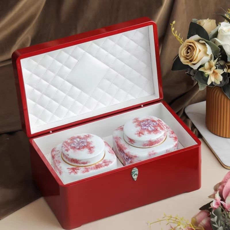 红尘烟雨高档茶叶罐包装礼品盒岩茶肉桂红茶通用双陶瓷罐烤漆空盒,包装,茶叶包装,淘宝优惠券,粉丝福利购,淘宝优惠卷