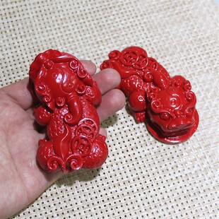 天然朱砂招财貔貅摆件一对皮休护身家居客厅办公室摆设汽车装饰品