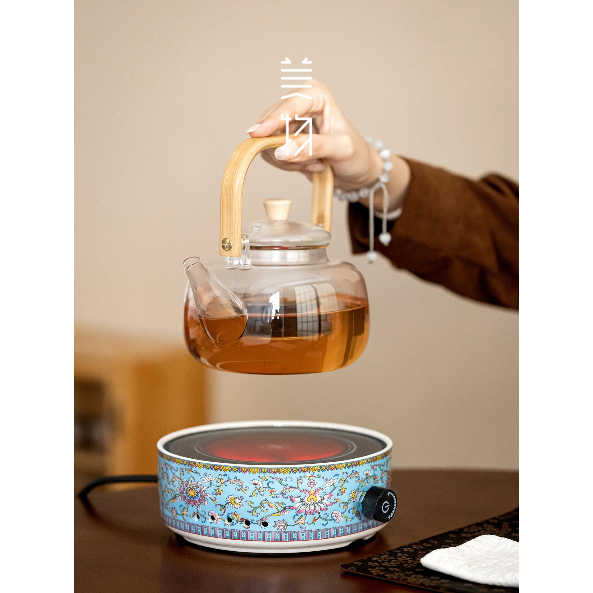 搪瓷电炉茶机玻璃柄壶桃李春风茶机新型圆形电炉