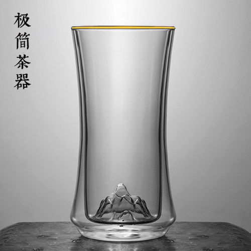 双层隔热防烫高级感玻璃杯观山泡猴魁龙井绿茶杯专用男女喝水杯子