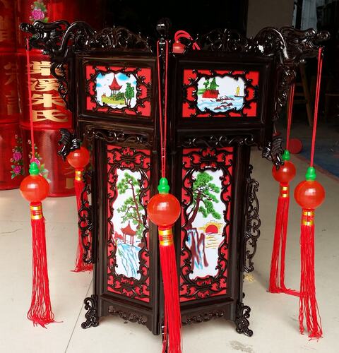仿古塑料宫灯中秋庆典宫廷春节日中式仿红木大红灯笼防水广告吊灯