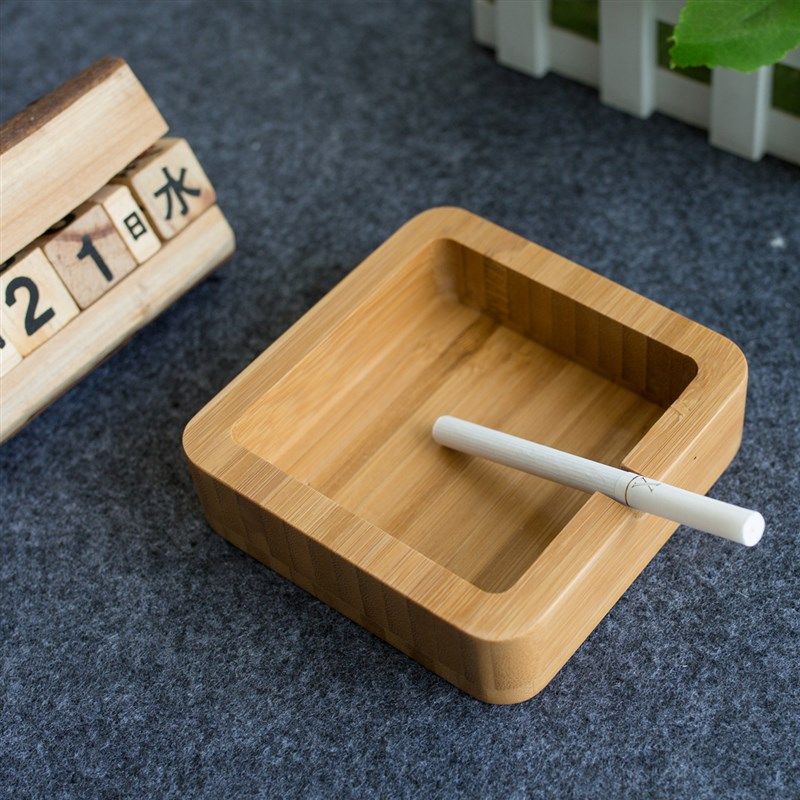 木质烟灰缸创意竹潮流多功能 客厅卧室实用欧式家用酒吧创意烟缸