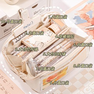 10层超大容量透明笔袋女孩款文具盒初中生高中铅笔盒女生学生用文