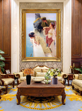 手绘客厅巨幅油画 豪华欧式玄关装饰画 古典人物挂画赛龙舟画N260