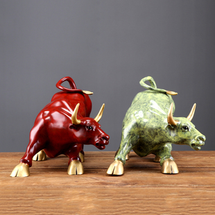 股市牛黄铜摆件 铜牛华尔街装饰品 股市办公室招财中式礼品工艺礼
