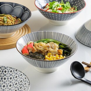 日式拉面碗家用大号汤碗高颜值面碗海碗大碗单个泡面碗斗笠陶瓷碗