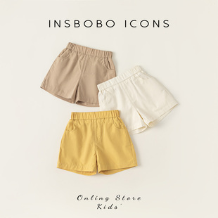 女童裤子宝宝夏季短裤外穿儿童休闲裤薄款男童裤子夏装2024新款黄