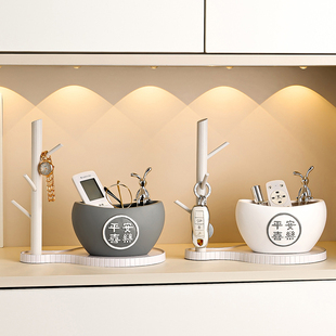 鞋柜玄关钥匙收纳摆件入户进门口客厅锁匙桌面遥控器置物架装饰品