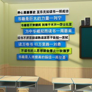 阅览室读书节墙面装饰挂画文化角名人言励志标语贴绘本馆图布置