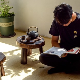 实木复古简约小板凳木凳圆凳子家用换鞋凳坐凳茶几木墩矮凳民族凳