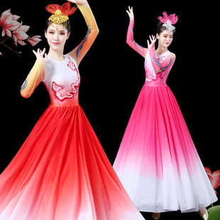 新款开场舞大摆裙万疆舞蹈服灯火里的中国演出服歌伴舞长裙合唱服