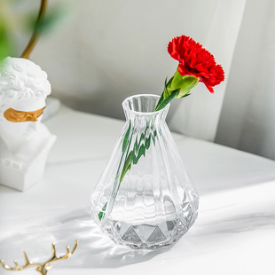 花瓶摆件客厅插花玻璃透明桌面花插小口细长玫瑰百合干花迷你花瓶