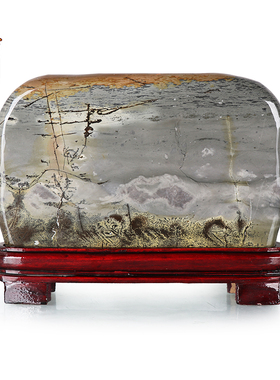 天御阁天然草花石国画石原石摆件奇石观赏石头工艺品客厅家居饰品