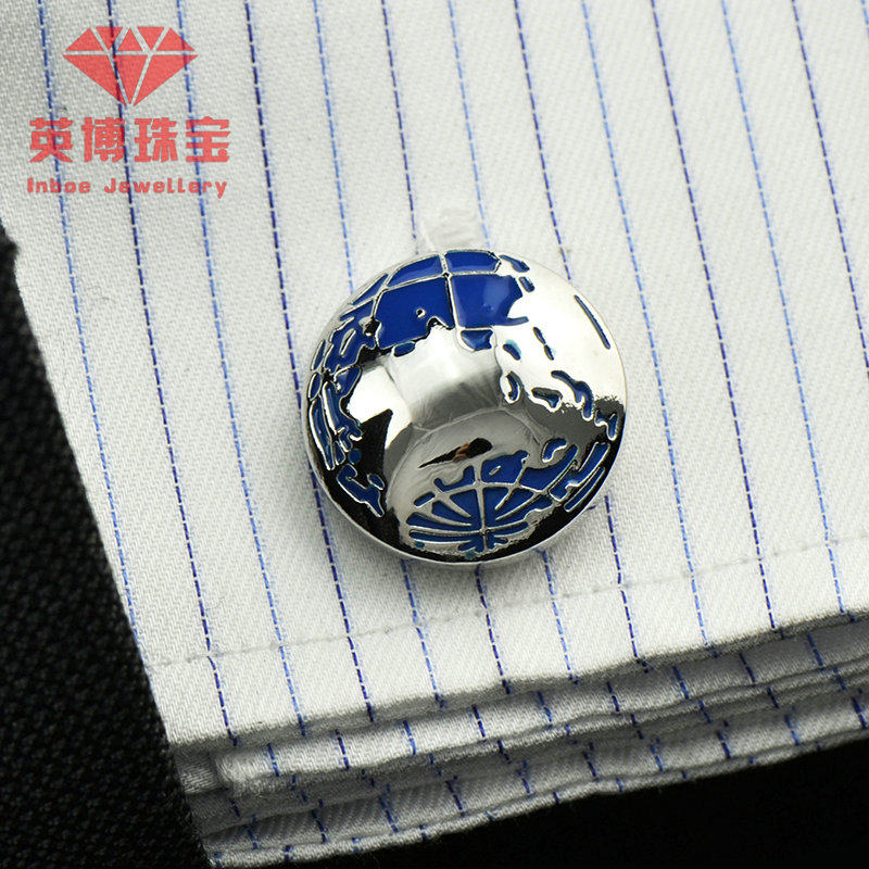 INBEV FRENCH METAL CUFFLINKS WHITE STEEL GALVANIZED ENAMEL FRENCH SHIRT CUFFLINKS F355