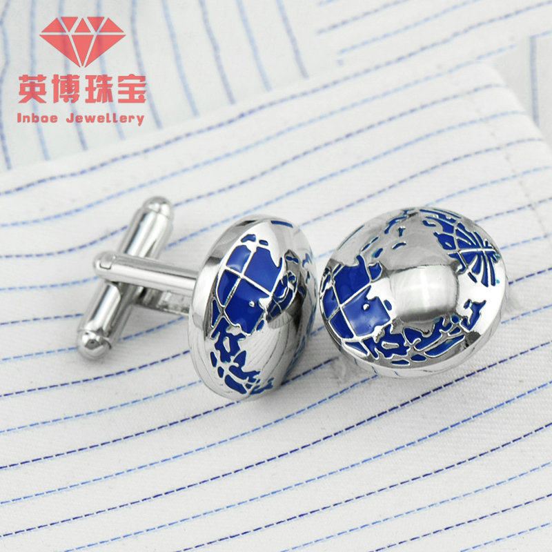 INBEV FRENCH METAL CUFFLINKS WHITE STEEL GALVANIZED ENAMEL FRENCH SHIRT CUFFLINKS F355