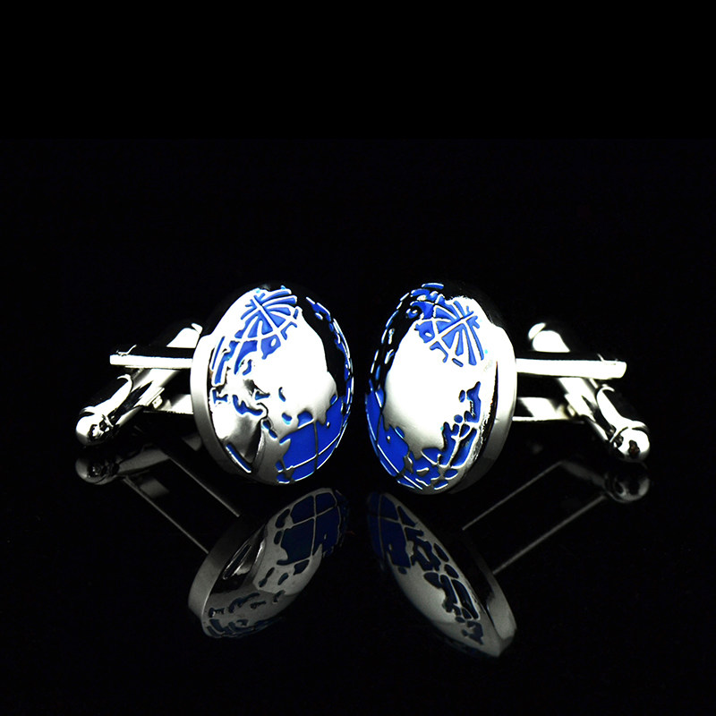 INBEV FRENCH METAL CUFFLINKS WHITE STEEL GALVANIZED ENAMEL FRENCH SHIRT CUFFLINKS F355