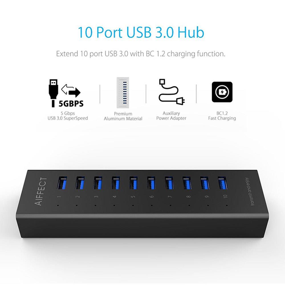 好家伙!一拖十!外贸电脑USB3.0延长线多功能拓展坞hub集线器