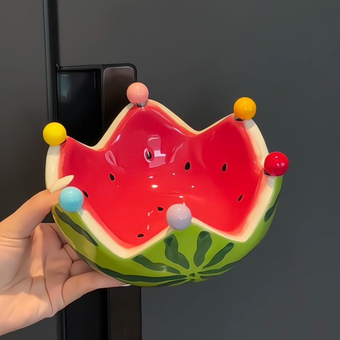 【厨房好物】西瓜水果签创意仿真西瓜碗家用沙拉碗不锈钢餐具套装