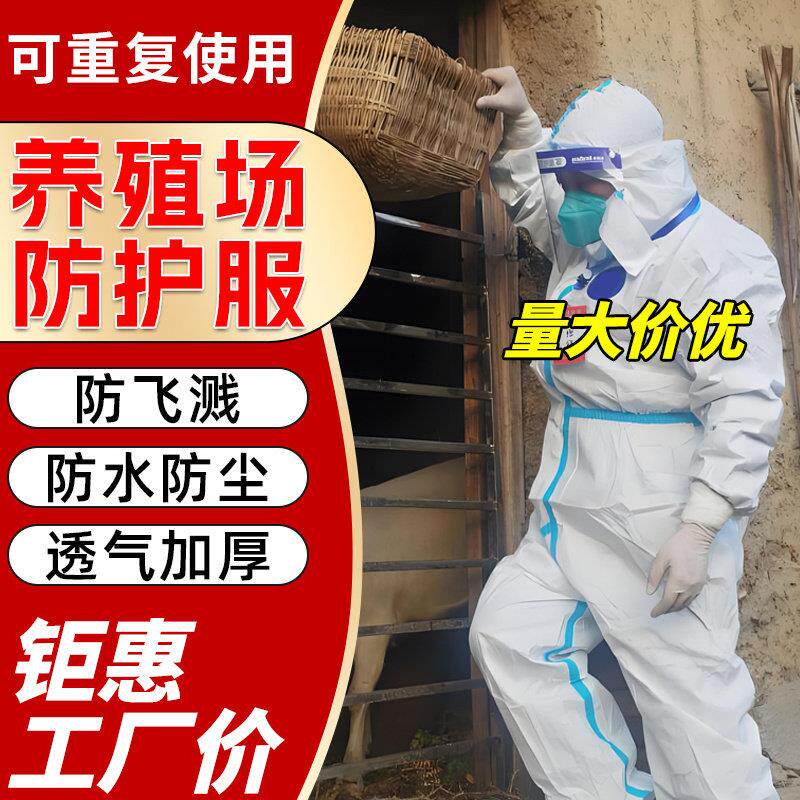 养殖场防护服全身连脚带帽款防尘防水喷漆防疫工作服一次性防护服